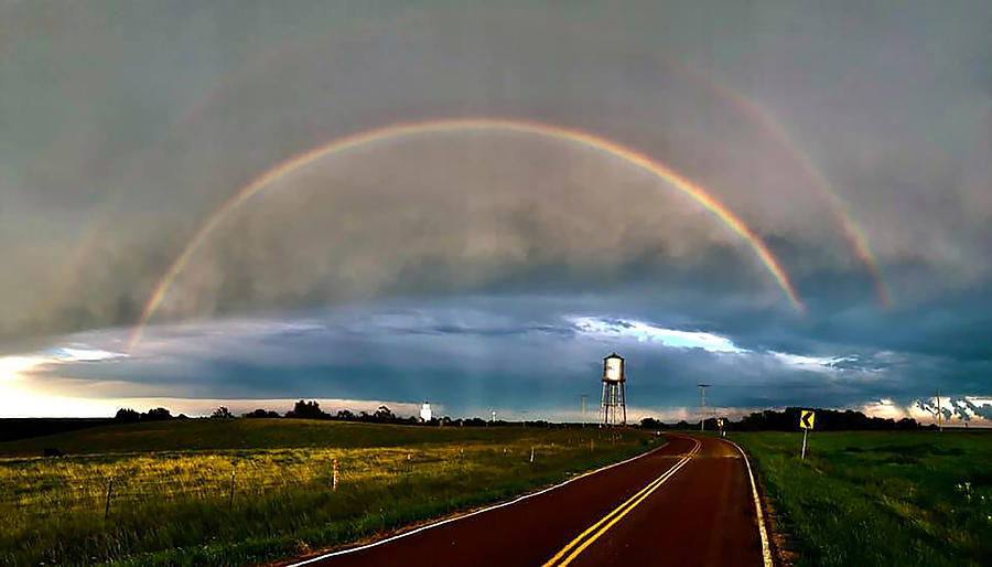 Rainbow Over Town Photograph