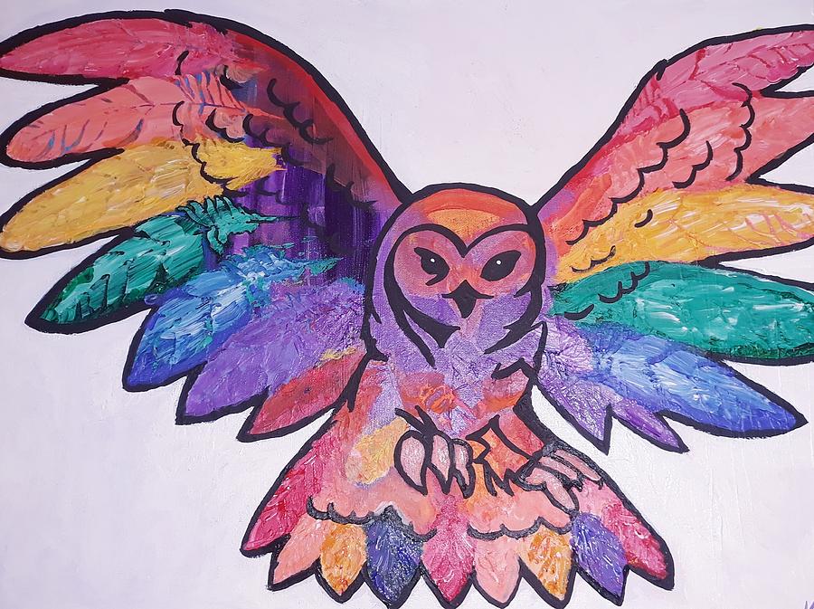 Rainbow Owl Painting by Kristi Argyle Pixels