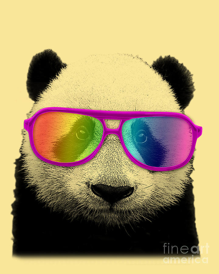 Cool Digital Art - Rainbow Panda Bear by Madame Memento