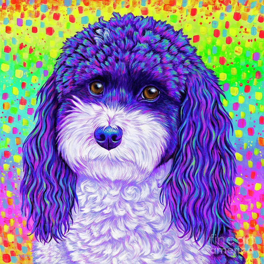 Rainbow Parti Poodle Painting by Rebecca Wang
