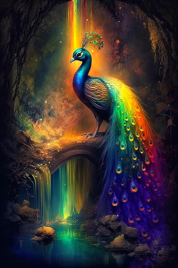 Rainbow Peacock Painting by Lilia D - Fine Art America