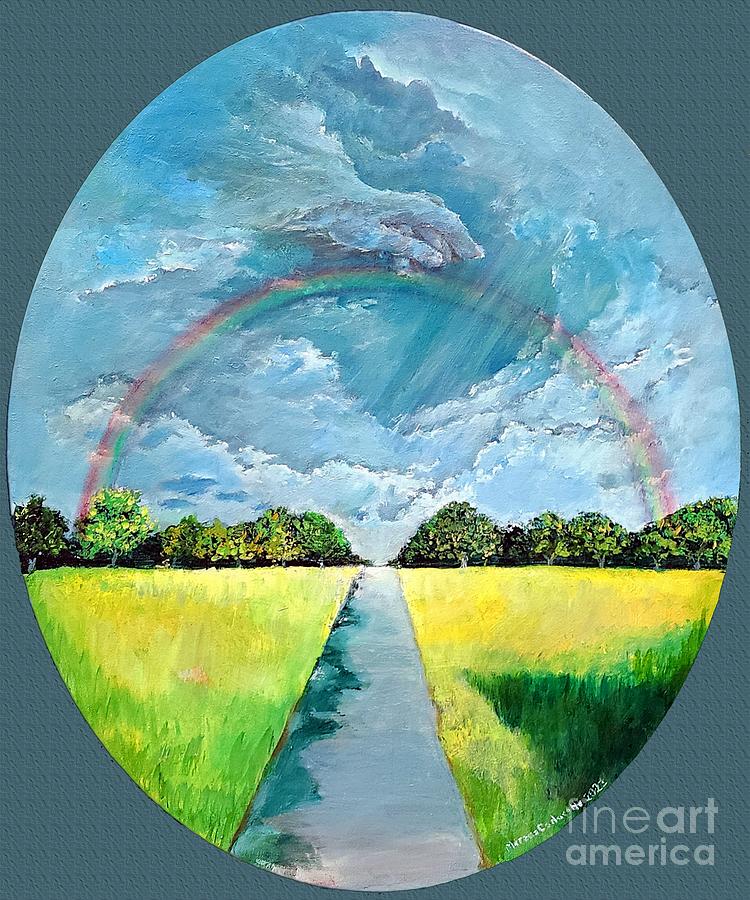 Rainbow Promise blue Painting by Merana Cadorette