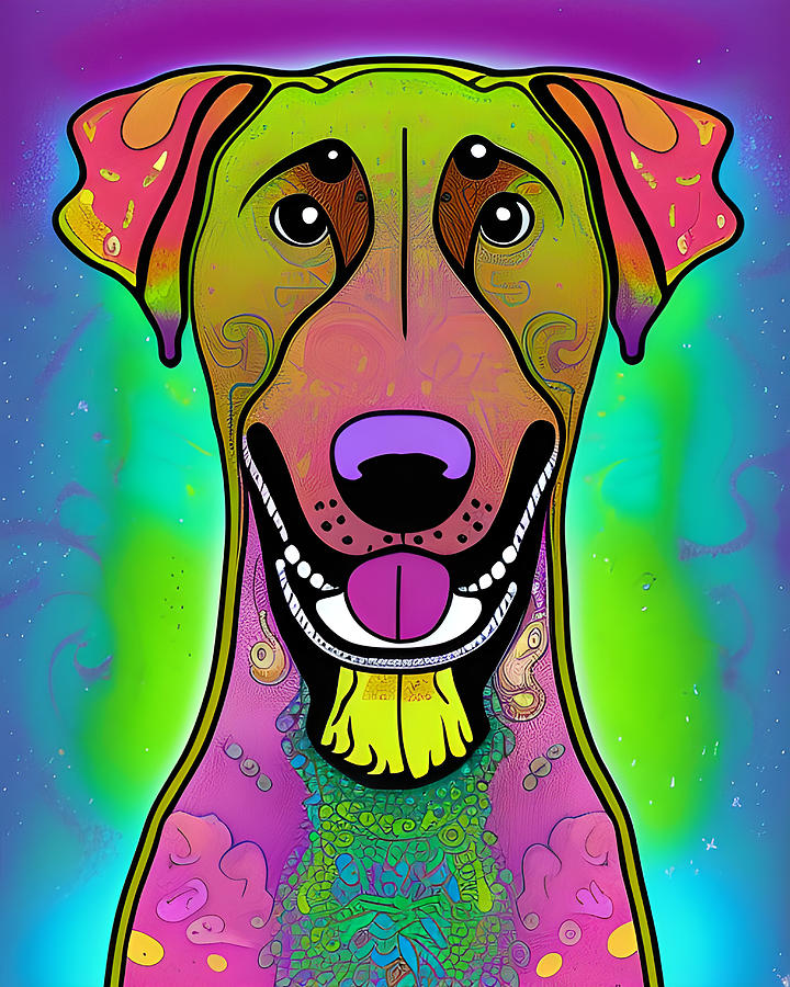 Rainbow Psychedelic Dog Digital Art by Ervina Anandhita - Fine Art America