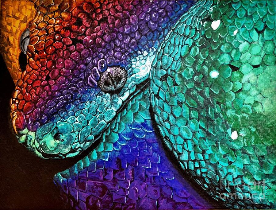 Rainbow Python Painting by Toni Frampton - Fine Art America