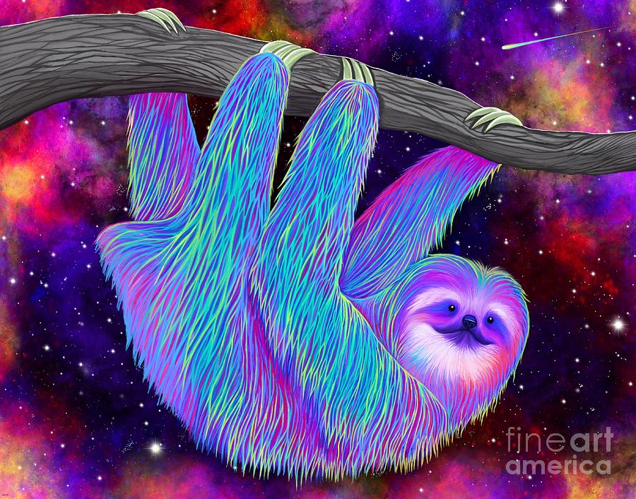 Rainbow Rain Forest Sloth Digital Art by Nick Gustafson
