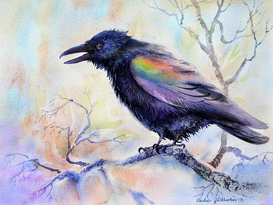 Rainbow Raven Painting by Vladimir Zhikhartsev