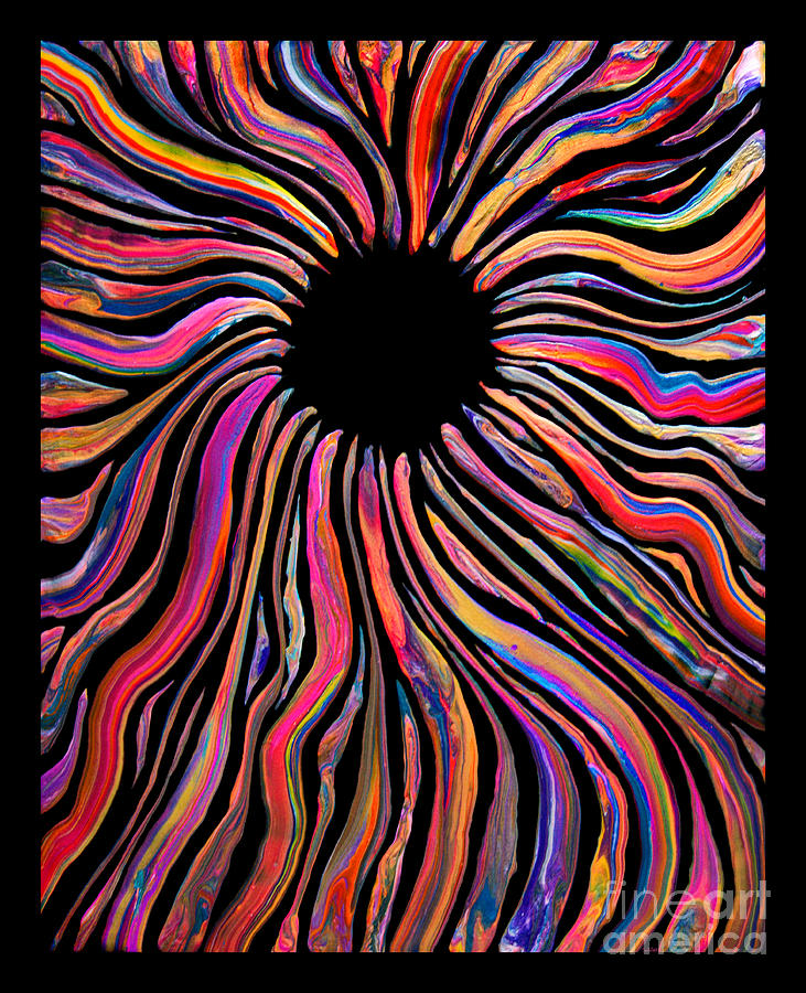  Rainbow Rays Black Center Sol 8143  Painting by Priscilla Batzell Expressionist Art Studio Gallery