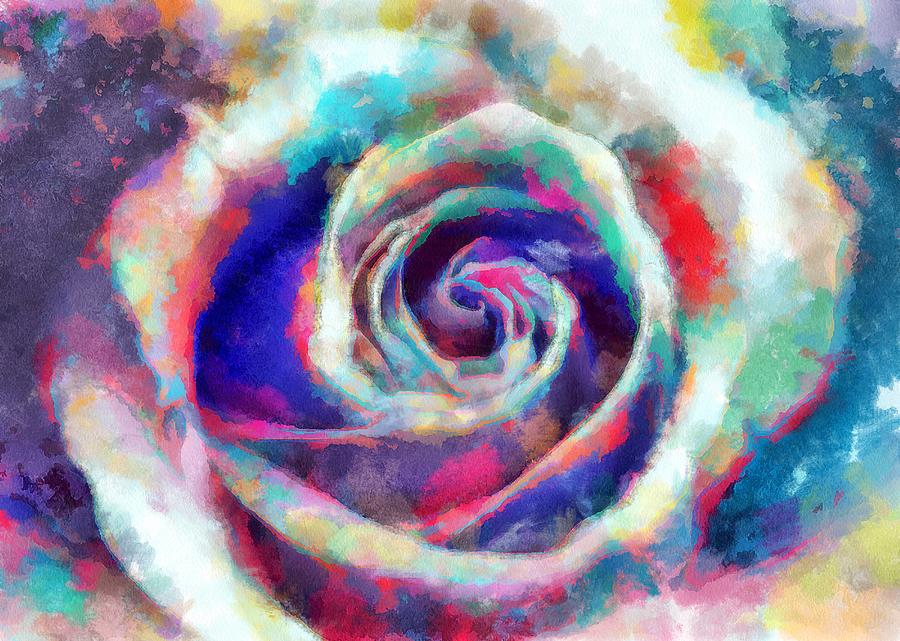 Rainbow Rose Digital Art