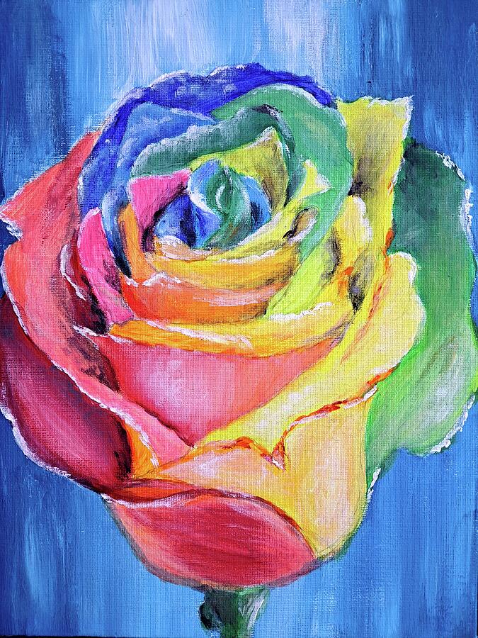 Rainbow Rose Painting by Iliyana Dimitrova - Fine Art America