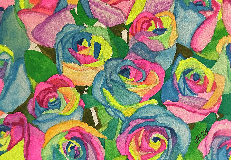 Rainbow Roses Painting by Jean Haynes