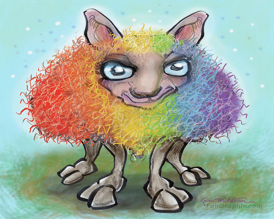 Rainbow Sheep Digital Art by Kevin Middleton