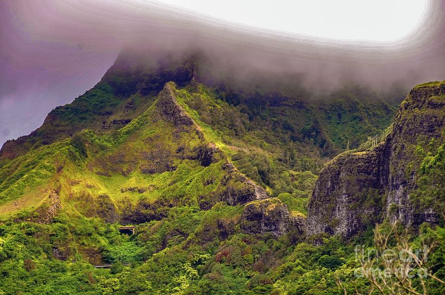 Landscape Photograph - Rainbow Sky - Pali Lookout Point - Oahu, Hawaii, by D Davila