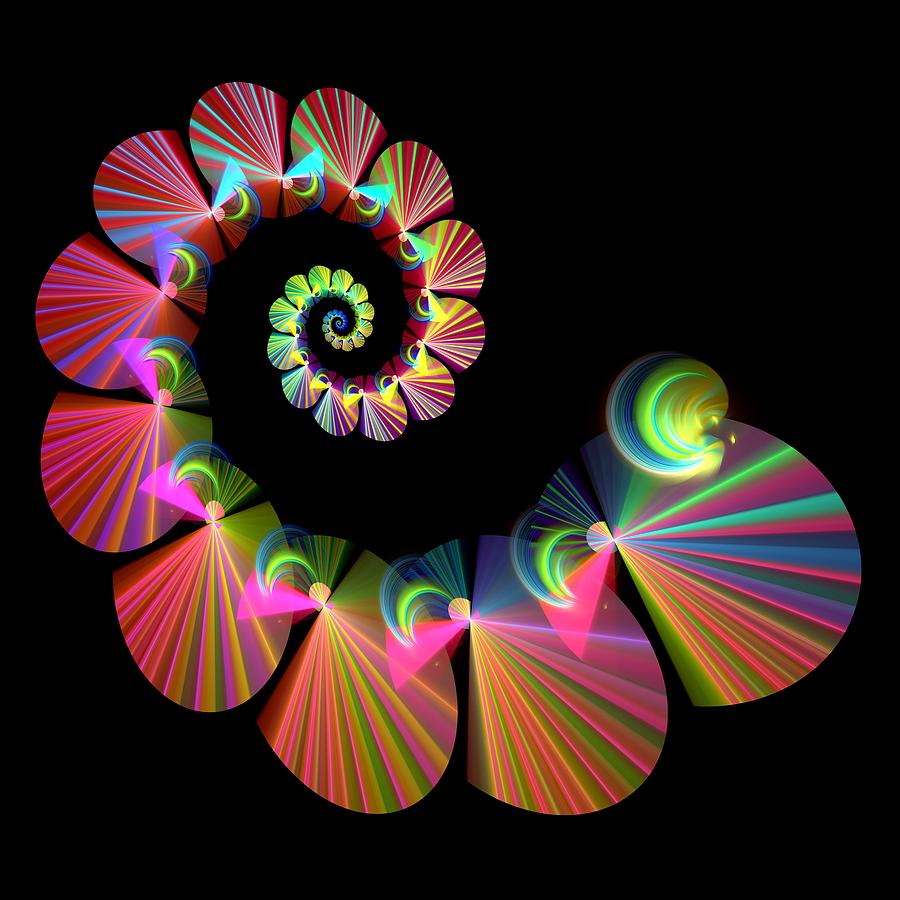 Rainbow Spiral Fractal Art Design Digital Art by Susanne McGinnis