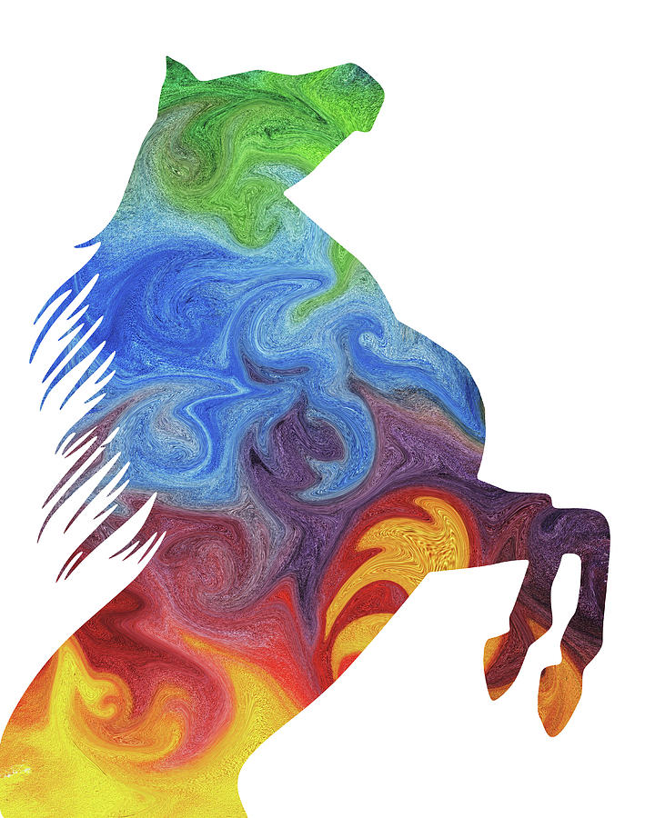 Rainbow Stallion Watercolor Horse Painting by Irina Sztukowski