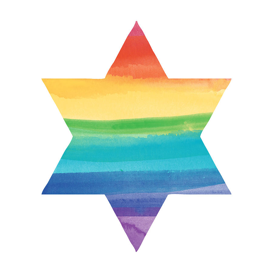 Rainbow Star Of David- Art by Linda Woods Mixed Media by Linda Woods