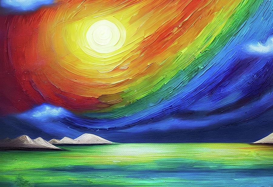 Rainbow Sunrise  Painting by Ally White