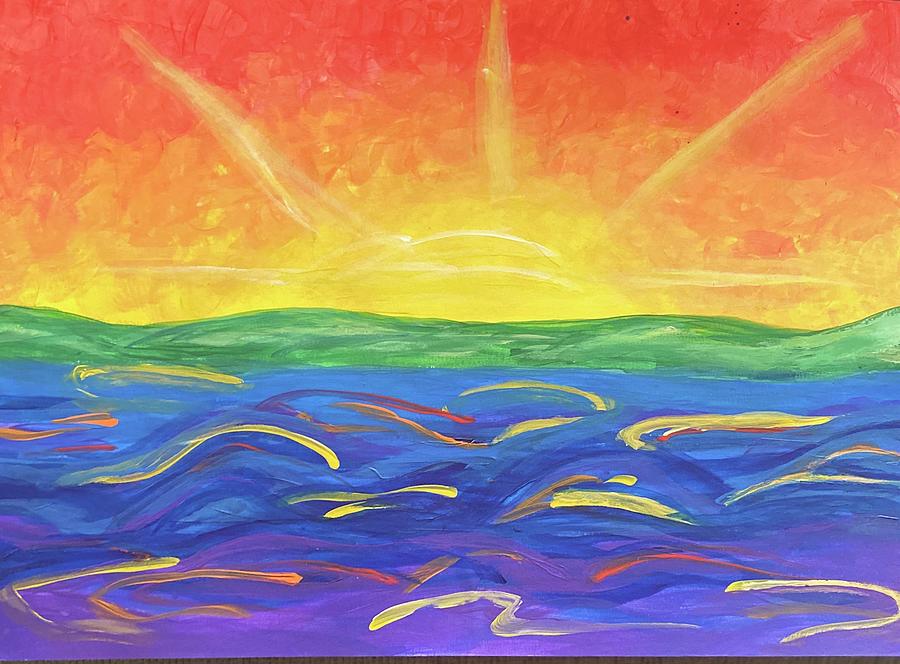 Rainbow Sunset Painting by Angela Daniels-Valenzuela - Fine Art America