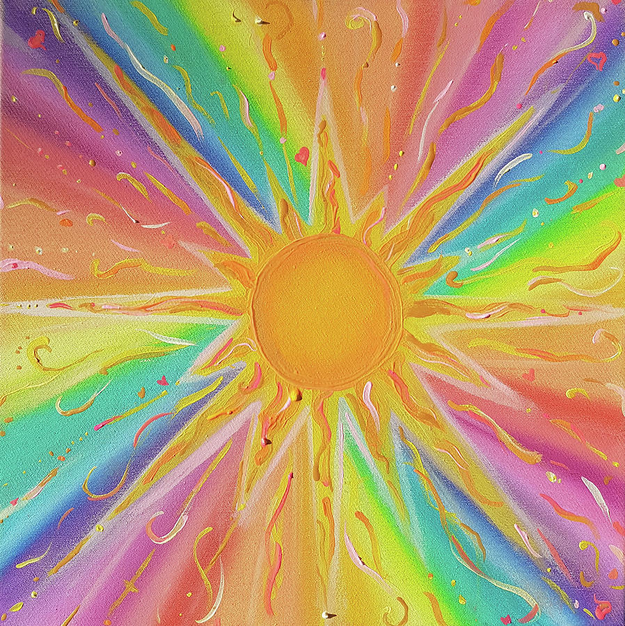 Rainbow Sunshine Painting by Myriam Goldenlight - Pixels