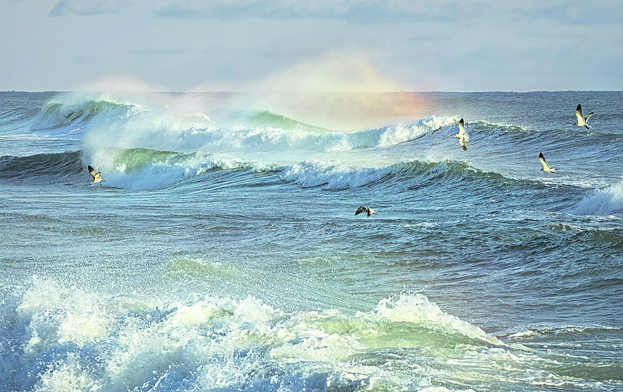 Nature Photograph - Rainbow Surf by Bill Chambers