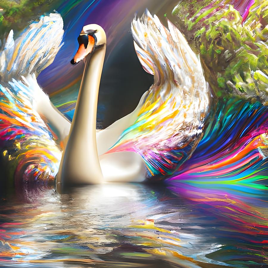 Rainbow Swan Digital Art by Beverly Read