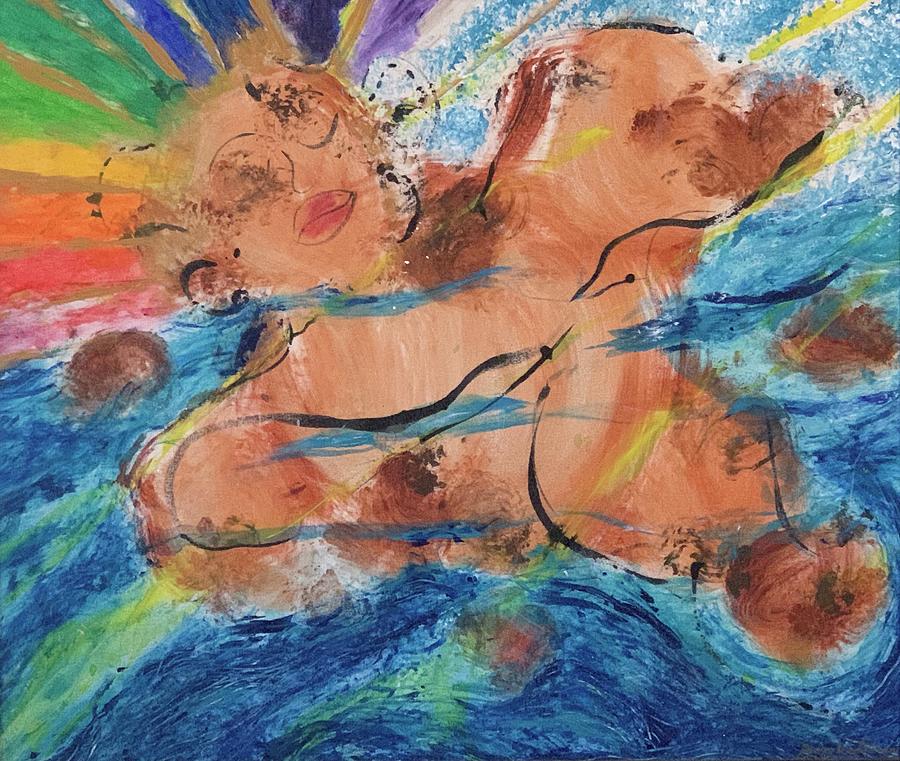 Rainbow Swimmer  Painting by Gary Wohlman