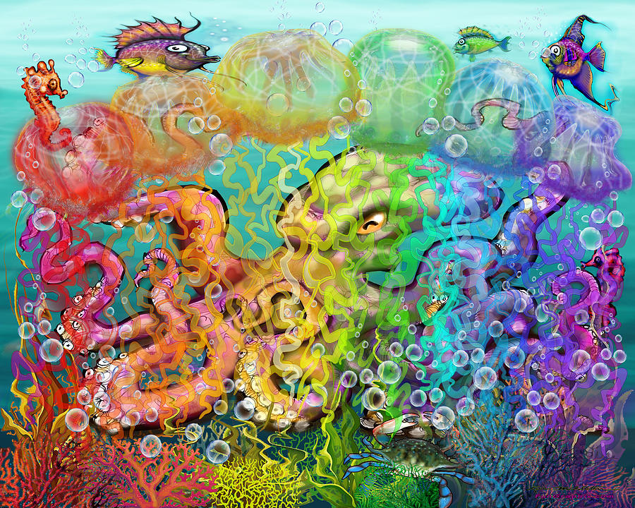 Rainbow Tentacles Digital Art by Kevin Middleton