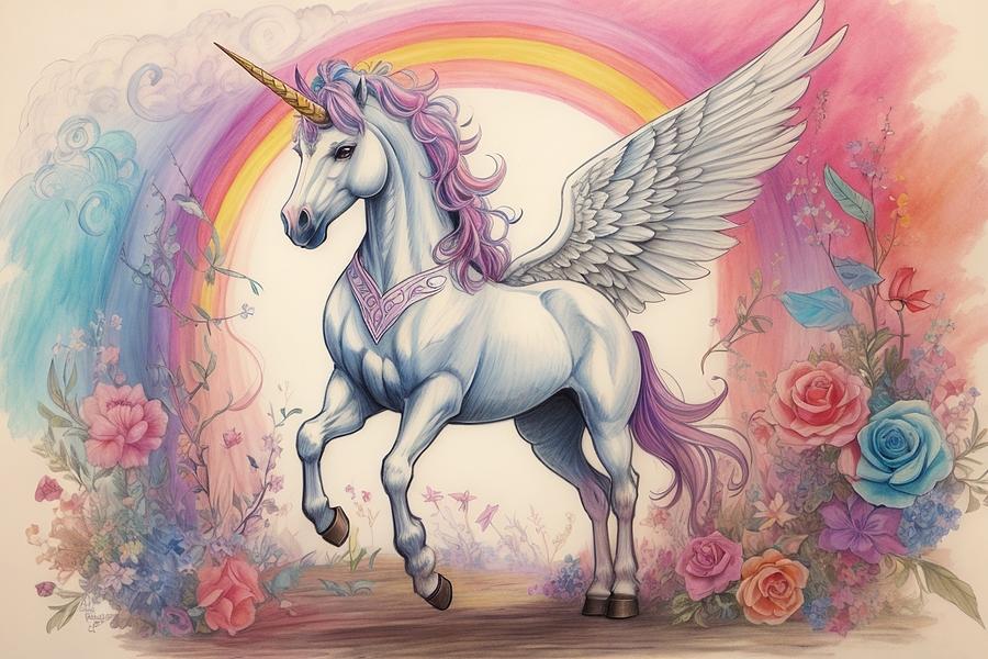 Rainbow The Unicorn Digital Art by Amber Noel Wilbur - Fine Art America