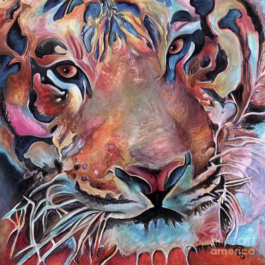 Rainbow Tiger Painting by Patty Vicknair