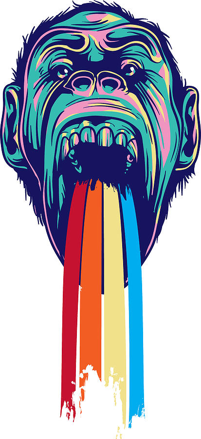 Monkey Digital Art - Rainbow Tongued Monkey by Jacob Zelazny