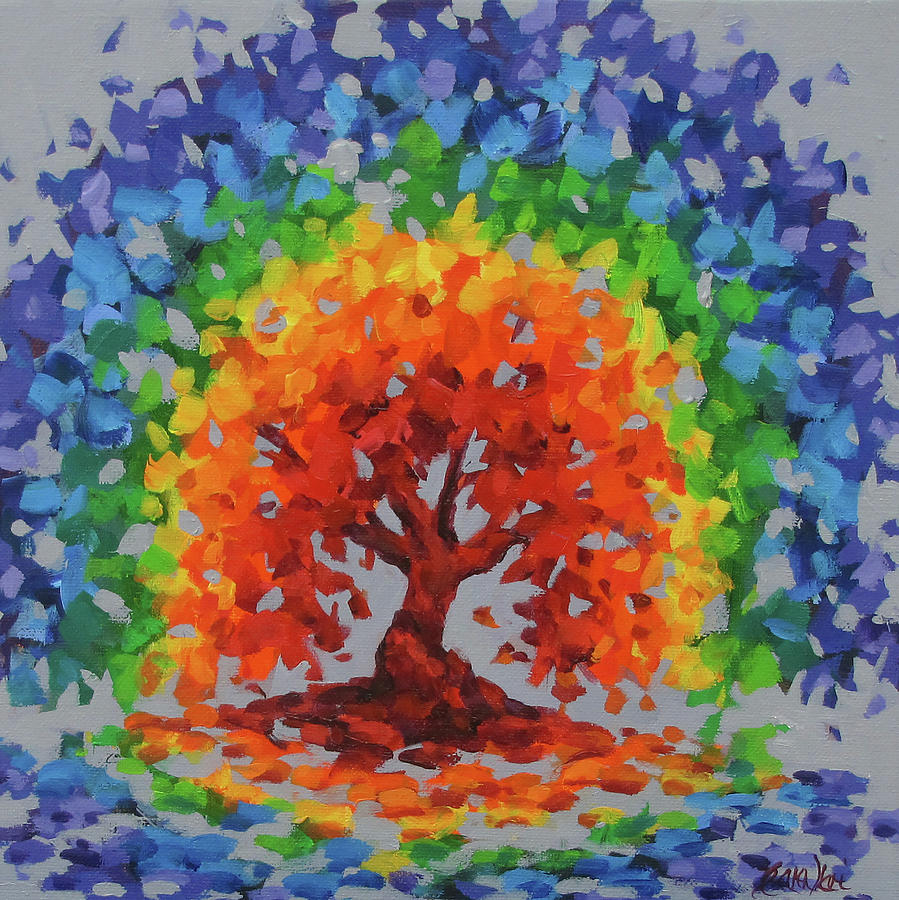 Rainbow Tree III Painting by Karen Ilari