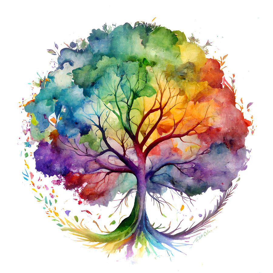 Rainbow Tree of Life Digital Art by Bill Osborne - Pixels