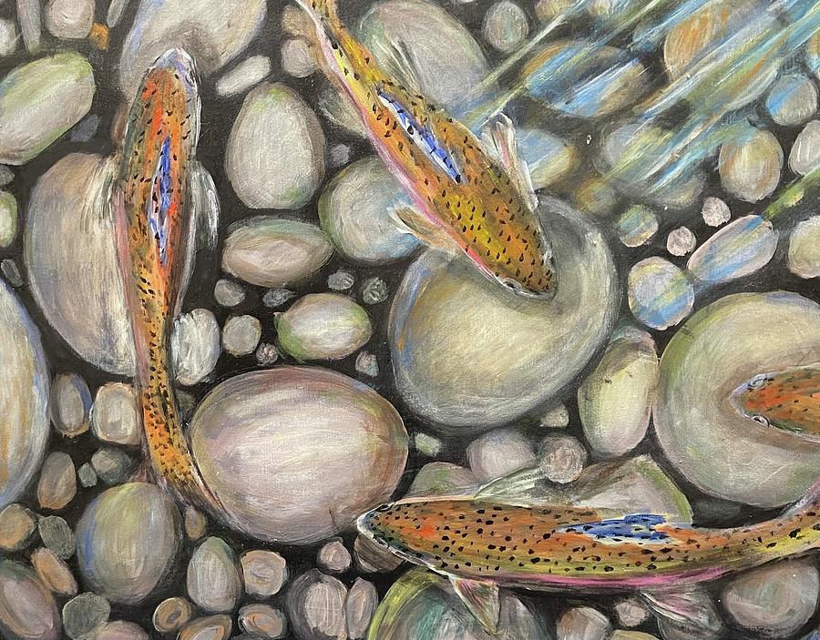 Rainbow Trout Painting by Denice Palanuk Wilson