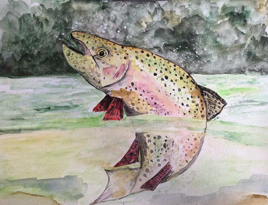 Rainbow Trout Jumping Painting by Miranda Cude-Grindstaff - Pixels