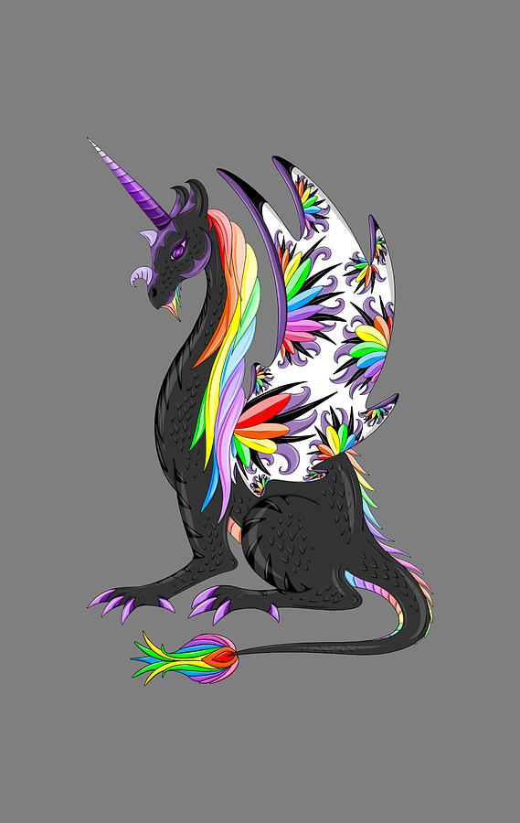 Rainbow Unicorn Dragon 70s hippie Painting by Dennis Adams | Pixels