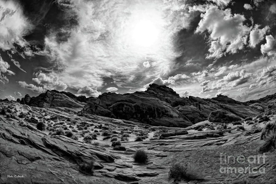 Rainbow Vista Valley Of Fire Sun Directly Over Head Black And White Photograph by Blake Richards
