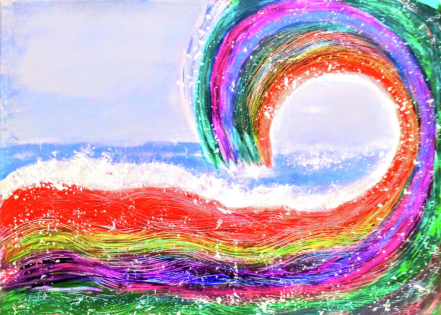 Rainbow Wave Painting by Anna Adams