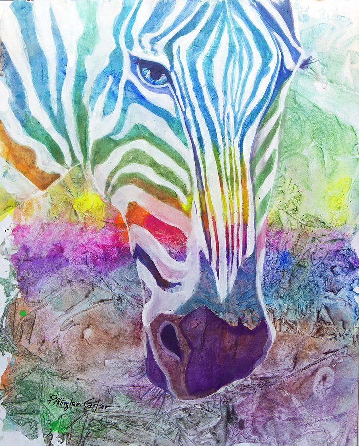 Rainbow Zebra Painting by Patricia Allingham Carlson