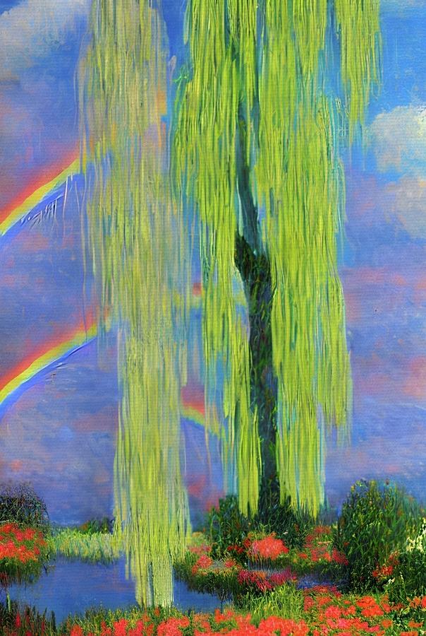 Rainbows in the Willow Painting by Ally White