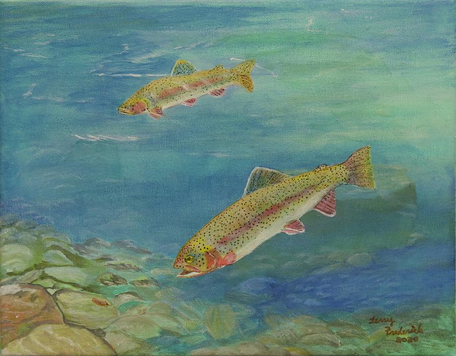 Rainbow Trout Painting by Terry Frederick