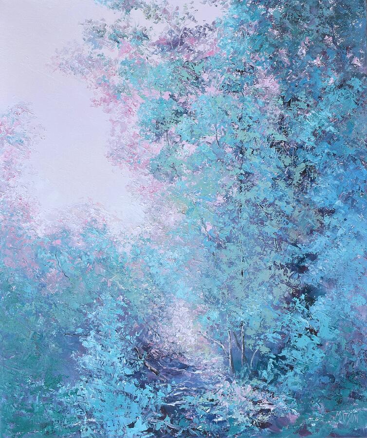 Rainforest trees, landscape at dusk Painting by Jan Matson Rainforest trees, landscape at dusk Painting by Jan Matson