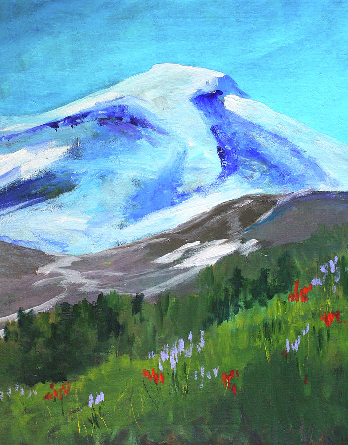 Rainier Field Painting by Nancy Merkle
