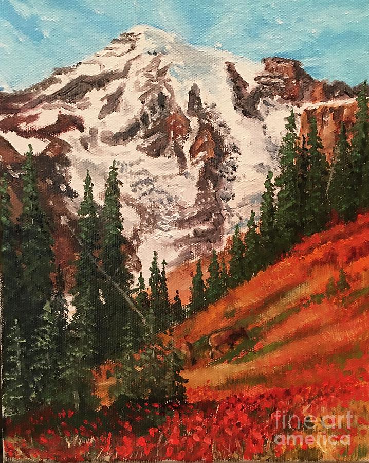 Rainier meadow  Painting by John Huntsman