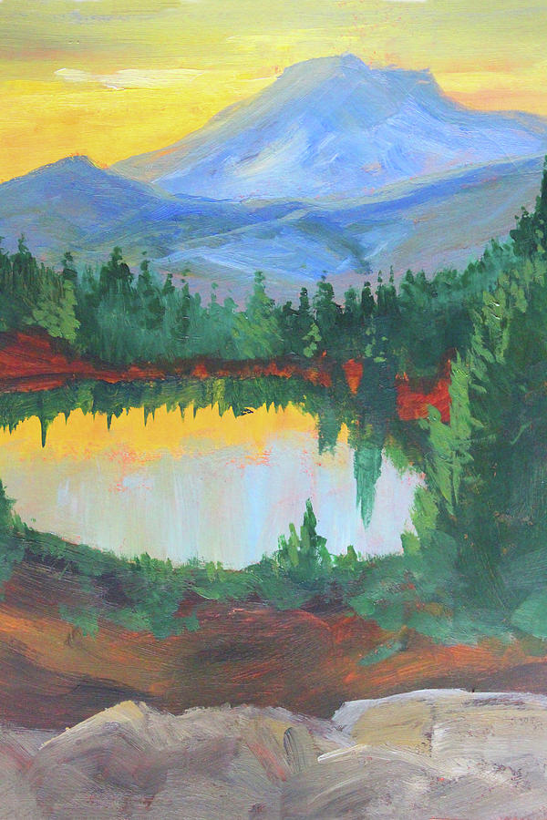 Rainier Sundown Painting by Nancy Merkle