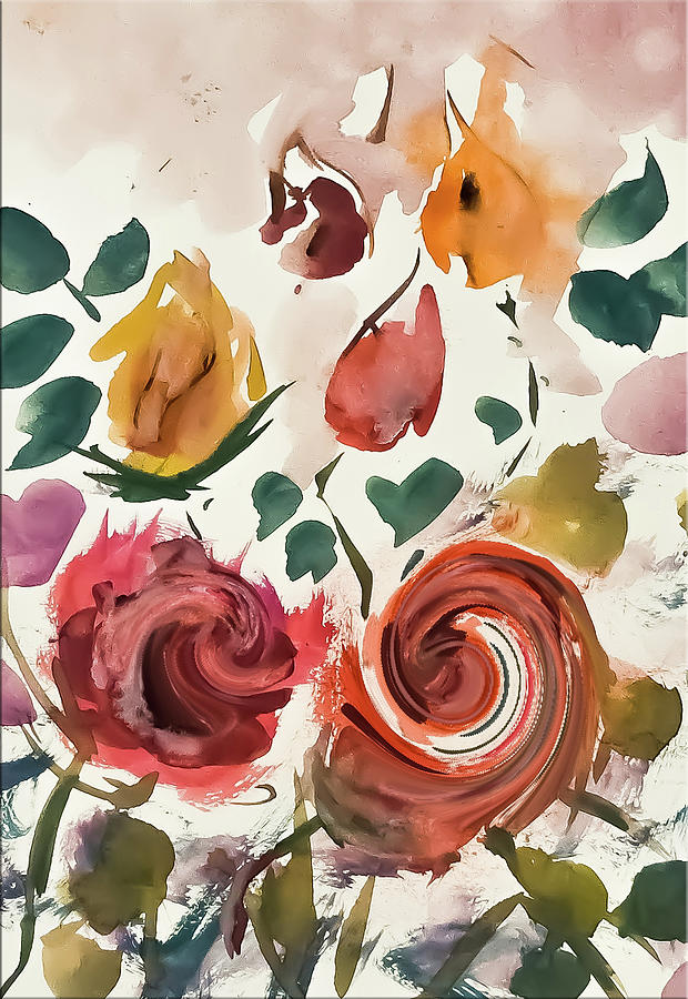 Raining Lollipop Floral Painting by Lisa Kaiser