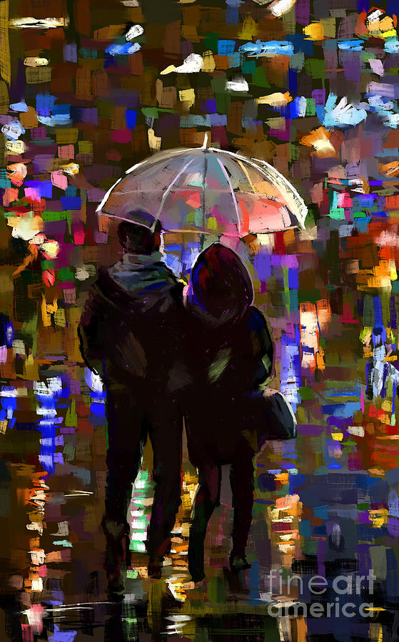 Raining Night in the City Painting by Tim Gilliland
