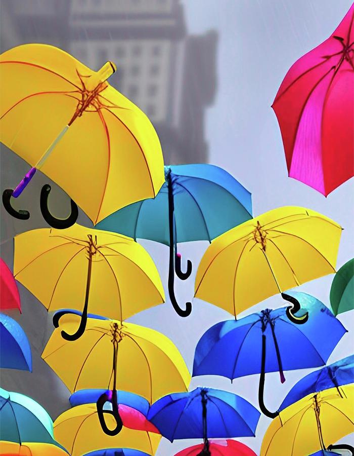 Raining Umbrellas Digital Art by Bonnie Bruno