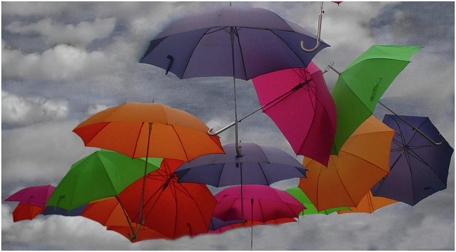 Raining Umbrellas Photograph by Wayne King