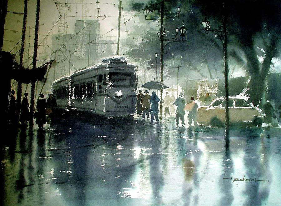 Rain Painting - Rainwashed Kolkata by Jiaur Rahman