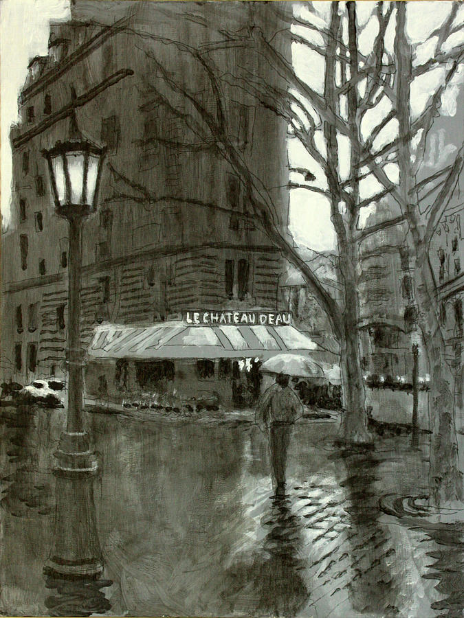 Rainy and Cold Drawing by David Zimmerman