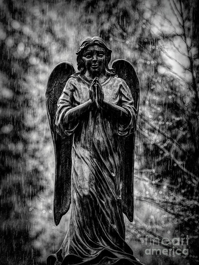 Rainy Angel Monument Photograph